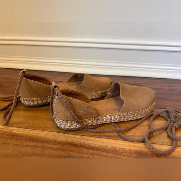 TOMS Women's Tan Katalina Espadrille Shoes with Tie-Up Straps Size 9 - Picture 9 of 10